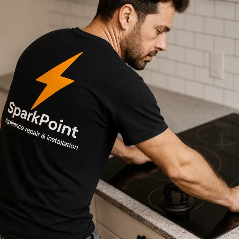 SparkPoint technician repairing stove