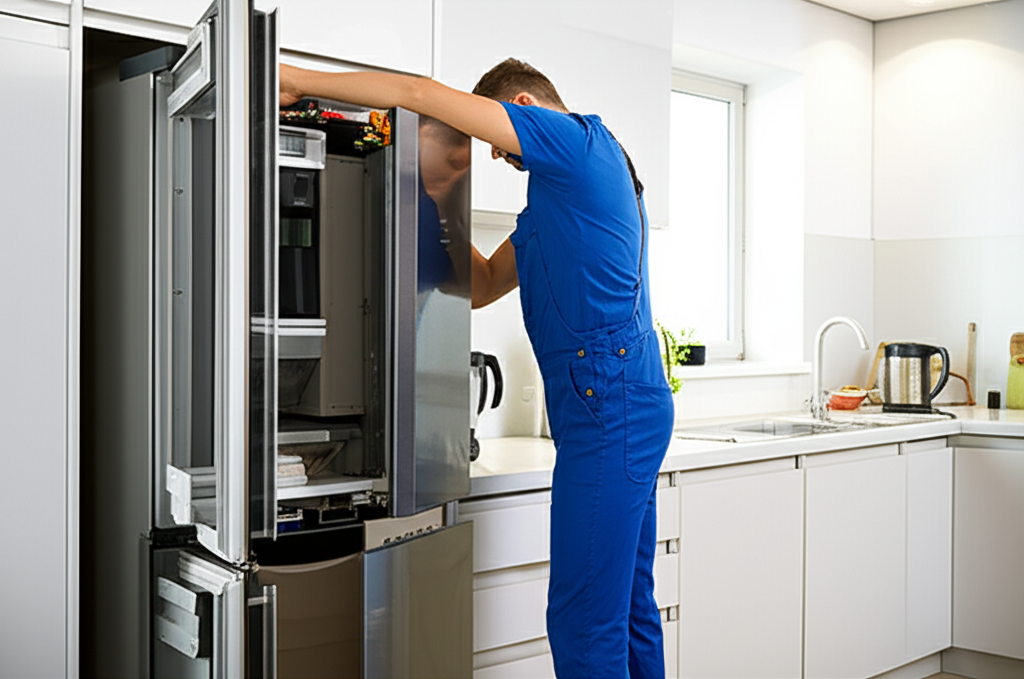 SparkPoint technician repairing refrigerator in Brooklyn